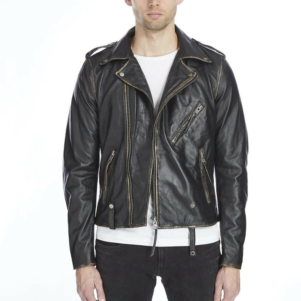 Men's Real Leather Premium Antique Biker Jacker M - Very Rare